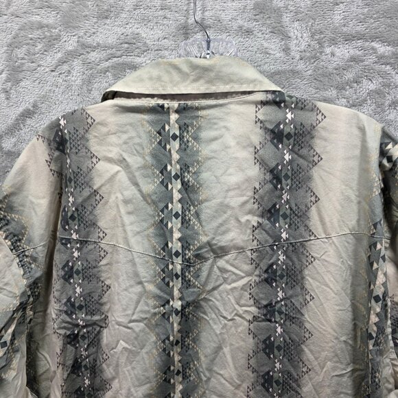 Wrangler Shirt Mens 2XL XXL Gray Blue Aztec Western Pearl Snap Long Sleeve - Picture 7 of 11